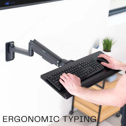 Black Pneumatic Arm Clamp-on 24 x 10 in Keyboard Tray, MOUNT-KB35CP