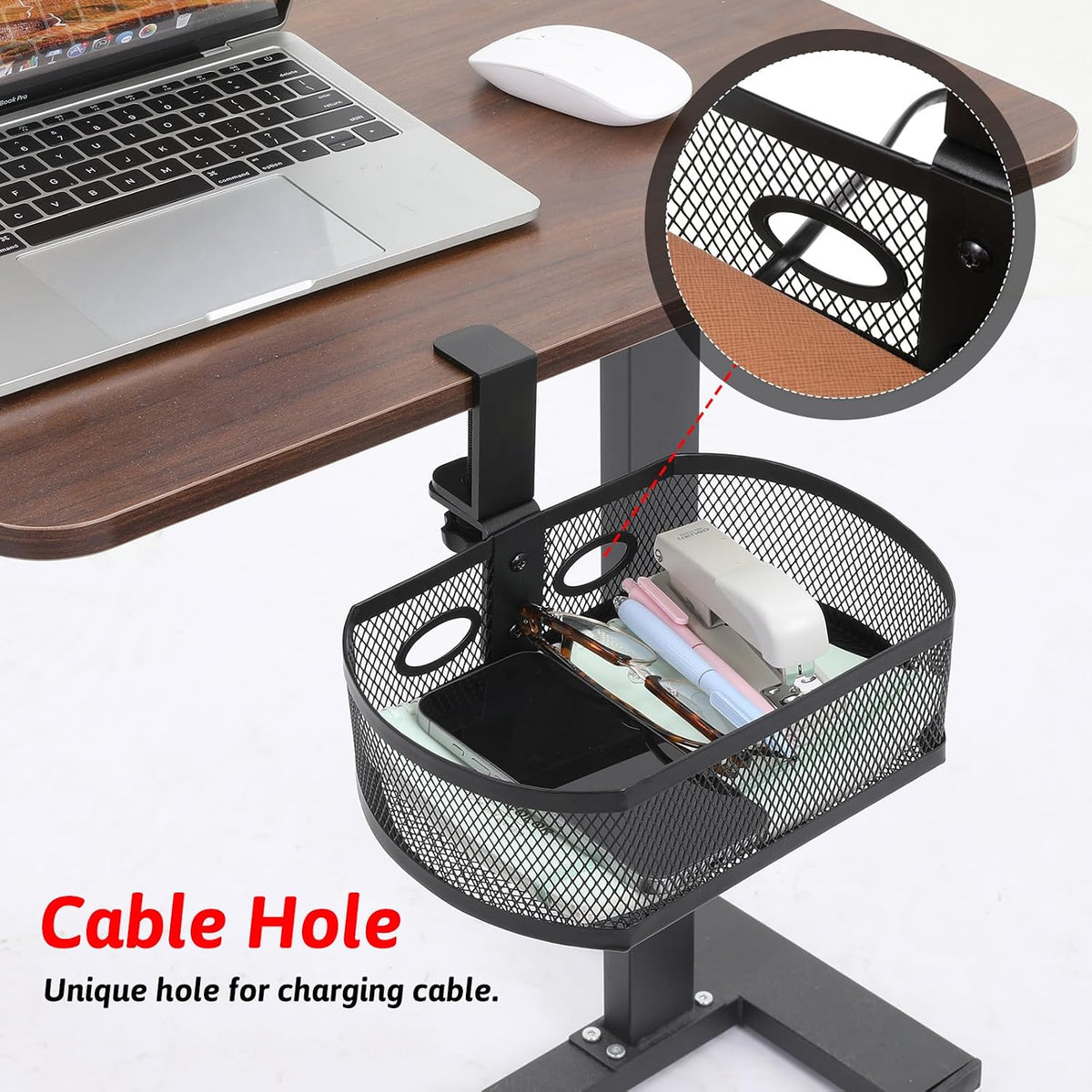 Under Desk Storage Drawer Organizer, Clamp on Under Table Shelf Hanging Desk Mount Tray Attachable Drawer Basket for Home Office Desktop Clutter Management Space Saving