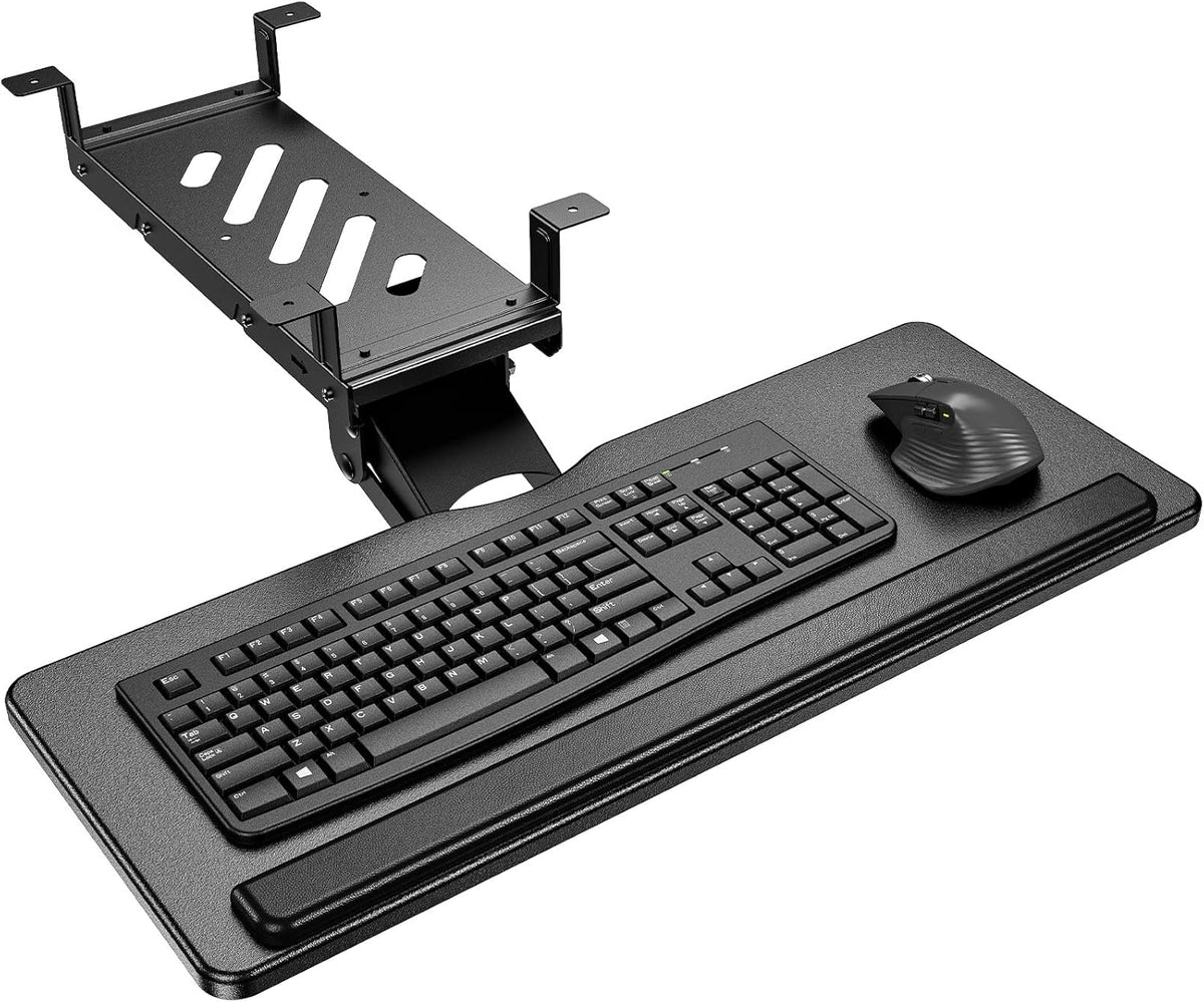 Under Desk Keyboard Tray for Flat Bottom and Cross Beam Desks