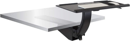 ! Under Desk Keyboard Tray, Adjustable Slide-Out Keyboard & Mouse Platform, 26.5" W × 10" D, Ergonomic Wrist Rest, Height Tilt & Swivel, Heavy-Duty Bolt-On Keyboard Drawer
