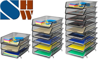 Stackable Letter Tray Organizer, 3-Pack, Black
