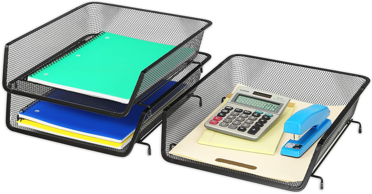 Stackable Letter Tray Organizer, 3-Pack, Black
