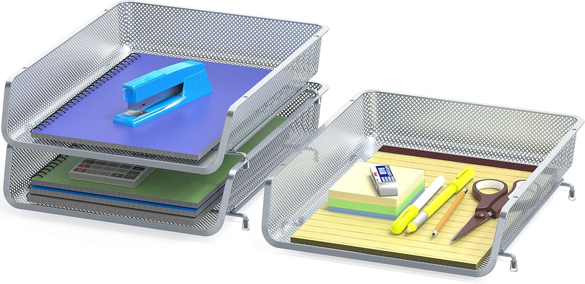 Stackable Letter Tray Organizer, 3-Pack, Black