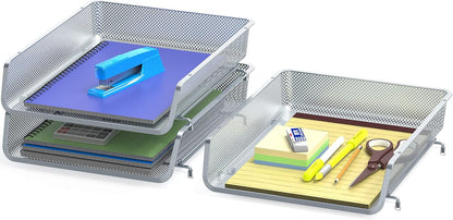 Stackable Letter Tray Organizer, 3-Pack, Black