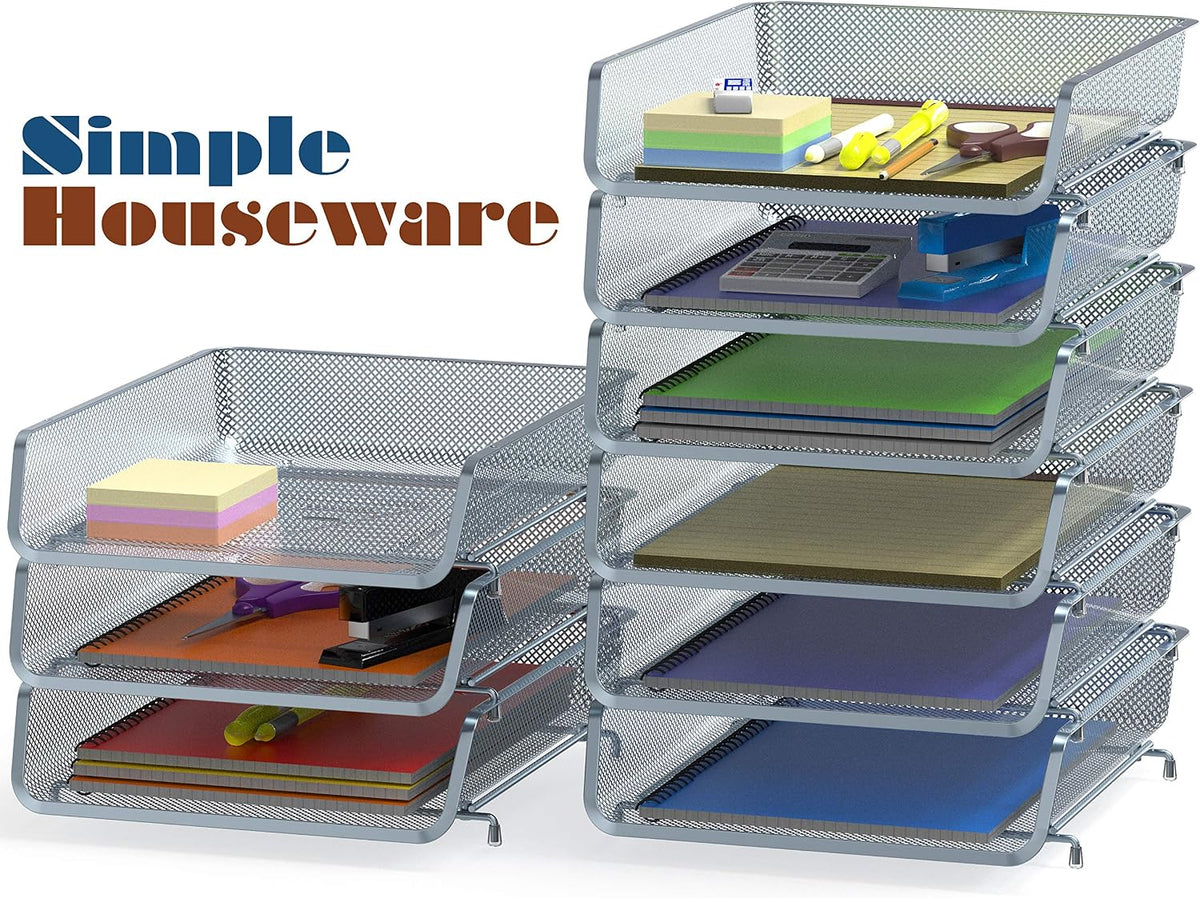 Stackable Letter Tray Organizer, 3-Pack, Black