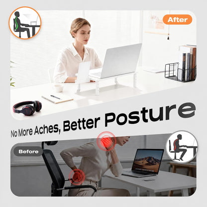Computer Monitor Stand Riser for Desk, 3 Height Adjustable PC Laptop TV Desktop Monitor Stand Shelf, Metal Printer Table with Phone Holder, Stand Riser for Desk, Office Desk Organizers and Accessories, 2 Pack