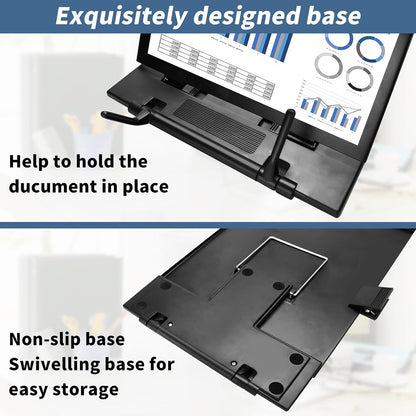 Paper Stand Document Holder - Quality Document Holder for Desk, Paper Stands for Desk When Typing, Sturdy Stainless Steel Copy Holder, Adjustable Angle, Papers Holder Stand for Desk Typing