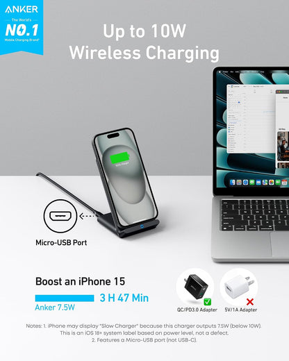 313 Qi-Certified 10W Max Wireless Charger Stand