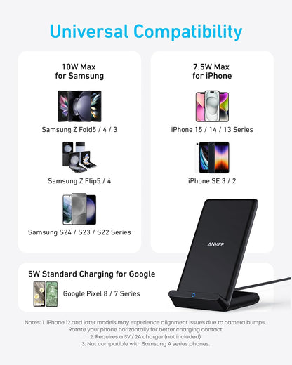 313 Qi-Certified 10W Max Wireless Charger Stand