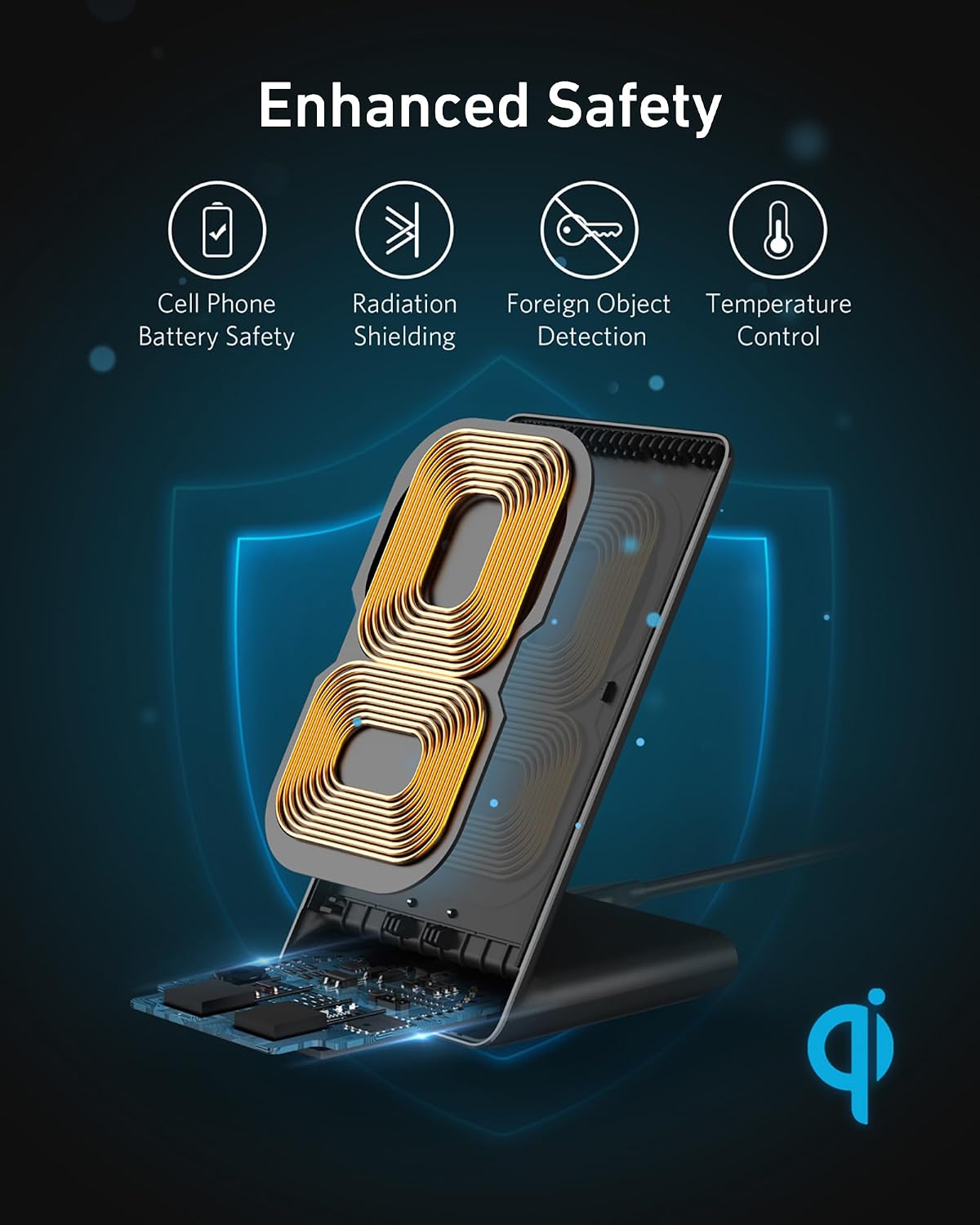 313 Qi-Certified 10W Max Wireless Charger Stand
