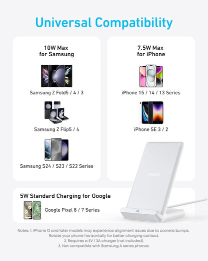 313 Qi-Certified 10W Max Wireless Charger Stand