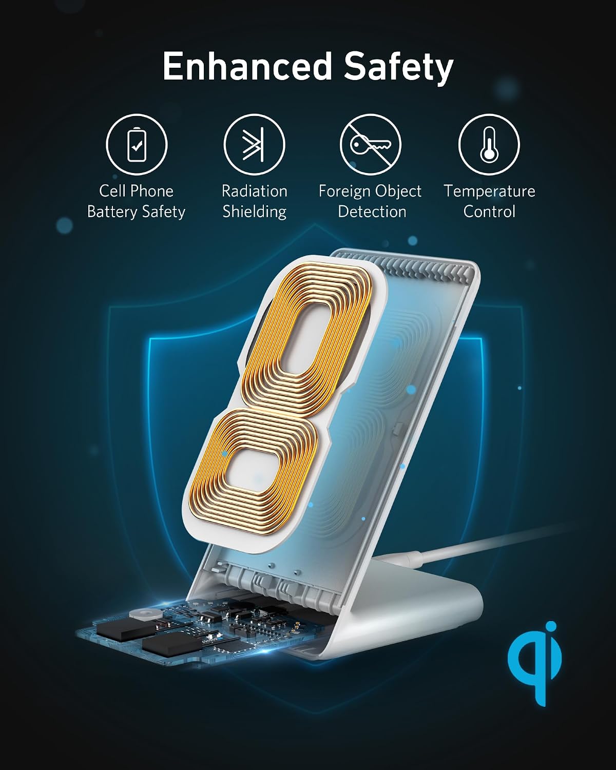 313 Qi-Certified 10W Max Wireless Charger Stand