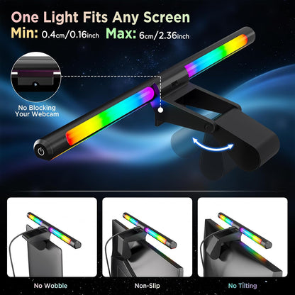 Monitor Light Bar 15.7 Inch, Eye Care Dual Light with 24 RGB Modes