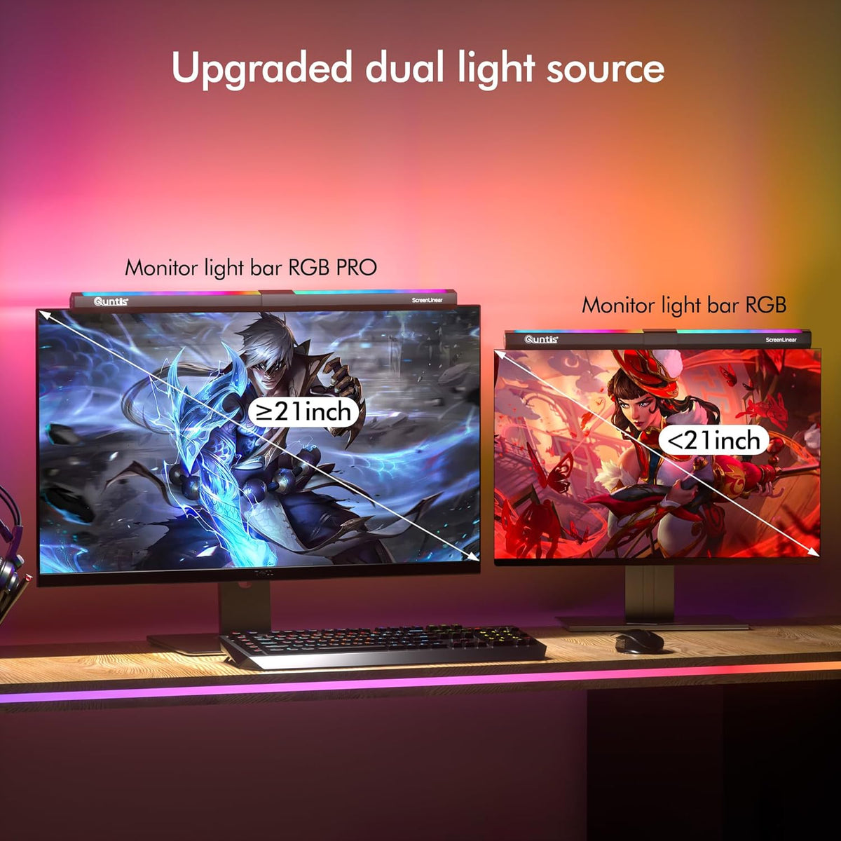 Monitor Light Bar 15.7 Inch, Eye Care Dual Light with 24 RGB Modes