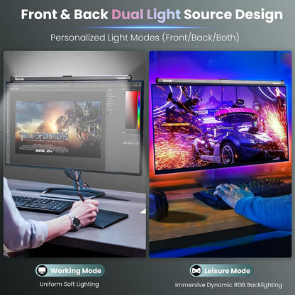Monitor Light Bar 15.7 Inch, Eye Care Dual Light with 24 RGB Modes
