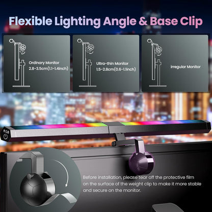 Monitor Light Bar 15.7 Inch, Eye Care Dual Light with 24 RGB Modes