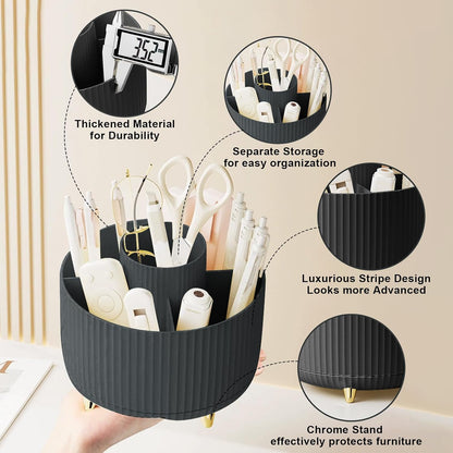 Diesisa Makeup Brush Holder Organizer,360° Rotating Makeup Brush Organizer,5 Slot Make up Brushes Cup for Cosmetics, Nail Polish, Art Supply, Bathroom Vanity Desktop Organizer - White