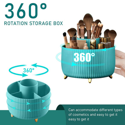 Diesisa Makeup Brush Holder Organizer,360° Rotating Makeup Brush Organizer,5 Slot Make up Brushes Cup for Cosmetics, Nail Polish, Art Supply, Bathroom Vanity Desktop Organizer - White