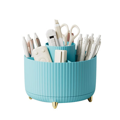 Diesisa Makeup Brush Holder Organizer,360° Rotating Makeup Brush Organizer,5 Slot Make up Brushes Cup for Cosmetics, Nail Polish, Art Supply, Bathroom Vanity Desktop Organizer - White