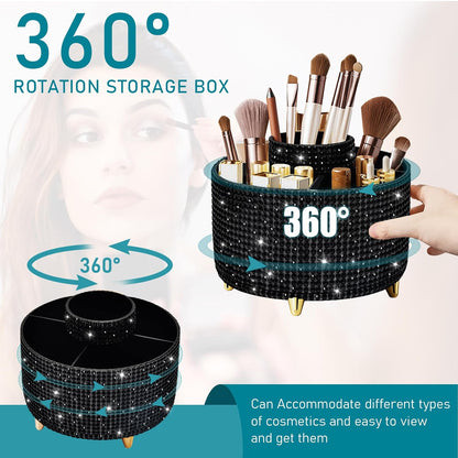 Diesisa Makeup Brush Holder Organizer,360° Rotating Makeup Brush Organizer,5 Slot Make up Brushes Cup for Cosmetics, Nail Polish, Art Supply, Bathroom Vanity Desktop Organizer - White