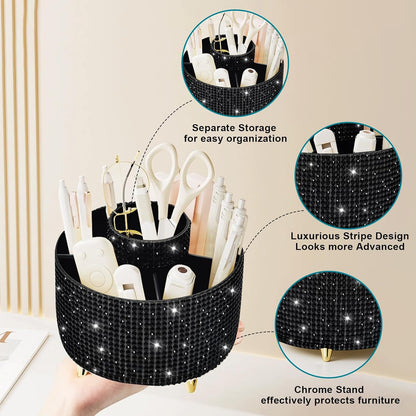 Diesisa Makeup Brush Holder Organizer,360° Rotating Makeup Brush Organizer,5 Slot Make up Brushes Cup for Cosmetics, Nail Polish, Art Supply, Bathroom Vanity Desktop Organizer - White
