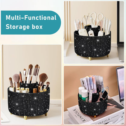 Diesisa Makeup Brush Holder Organizer,360° Rotating Makeup Brush Organizer,5 Slot Make up Brushes Cup for Cosmetics, Nail Polish, Art Supply, Bathroom Vanity Desktop Organizer - White