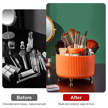 Diesisa Makeup Brush Holder Organizer,360° Rotating Makeup Brush Organizer,5 Slot Make up Brushes Cup for Cosmetics, Nail Polish, Art Supply, Bathroom Vanity Desktop Organizer - White