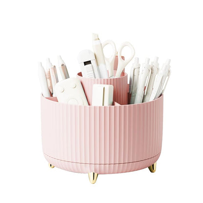 Diesisa Makeup Brush Holder Organizer,360° Rotating Makeup Brush Organizer,5 Slot Make up Brushes Cup for Cosmetics, Nail Polish, Art Supply, Bathroom Vanity Desktop Organizer - White