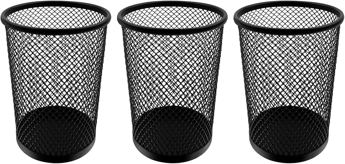 Desk Pencil Pen Holder, Wire Mesh Pen Cup Holder for Desk Organizer and Office Desk Accessories (3 Pack)