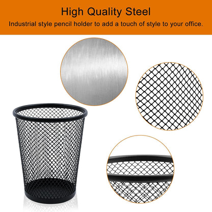 Desk Pencil Pen Holder, Wire Mesh Pen Cup Holder for Desk Organizer and Office Desk Accessories (3 Pack)