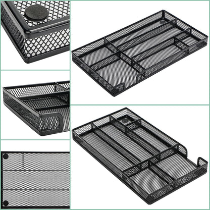 Annova Desk Drawer Organizer Tray for Office Organization - Metal Mesh - Storage Tray with Dividers for Pens, Desktop Accessories, Bathroom, Kitchen, Makeup and Office Supplies (Small, Gold)
