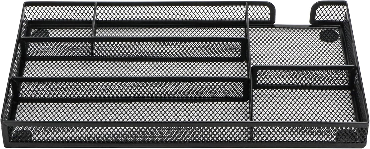 Annova Desk Drawer Organizer Tray for Office Organization - Metal Mesh - Storage Tray with Dividers for Pens, Desktop Accessories, Bathroom, Kitchen, Makeup and Office Supplies (Small, Gold)