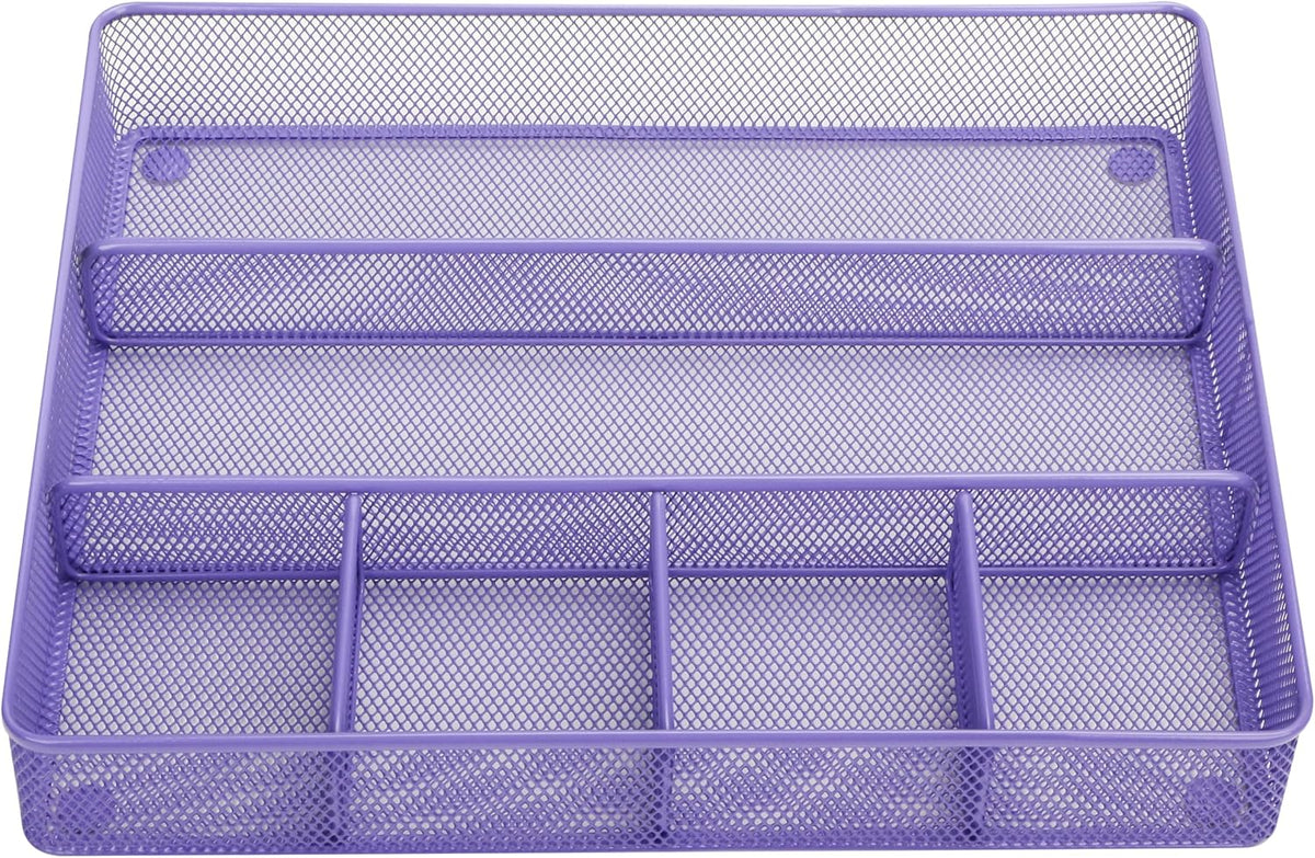 Annova Desk Drawer Organizer Tray for Office Organization - Metal Mesh - Storage Tray with Dividers for Pens, Desktop Accessories, Bathroom, Kitchen, Makeup and Office Supplies (Small, Gold)