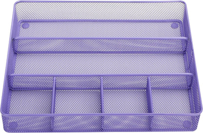 Annova Desk Drawer Organizer Tray for Office Organization - Metal Mesh - Storage Tray with Dividers for Pens, Desktop Accessories, Bathroom, Kitchen, Makeup and Office Supplies (Small, Gold)