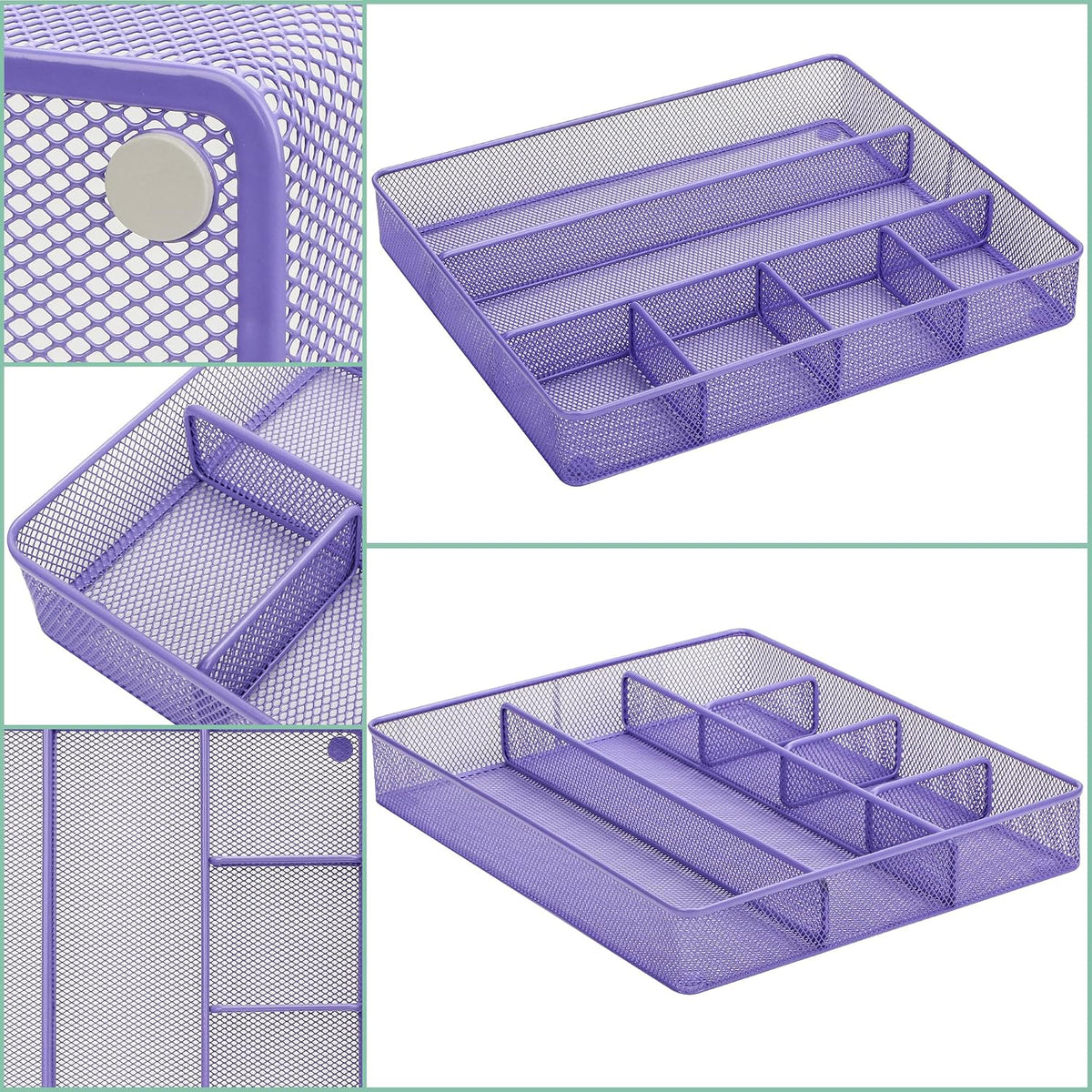 Annova Desk Drawer Organizer Tray for Office Organization - Metal Mesh - Storage Tray with Dividers for Pens, Desktop Accessories, Bathroom, Kitchen, Makeup and Office Supplies (Small, Gold)
