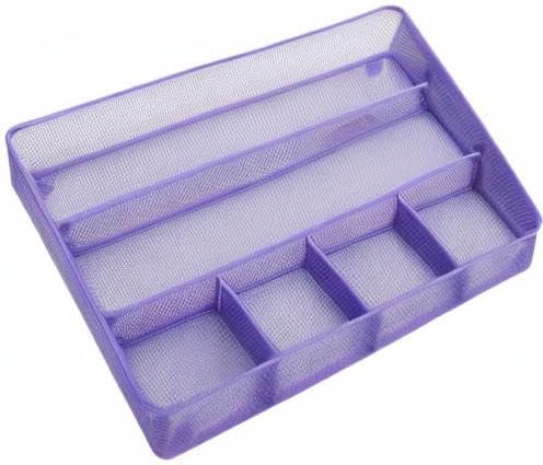 Annova Desk Drawer Organizer Tray for Office Organization - Metal Mesh - Storage Tray with Dividers for Pens, Desktop Accessories, Bathroom, Kitchen, Makeup and Office Supplies (Small, Gold)