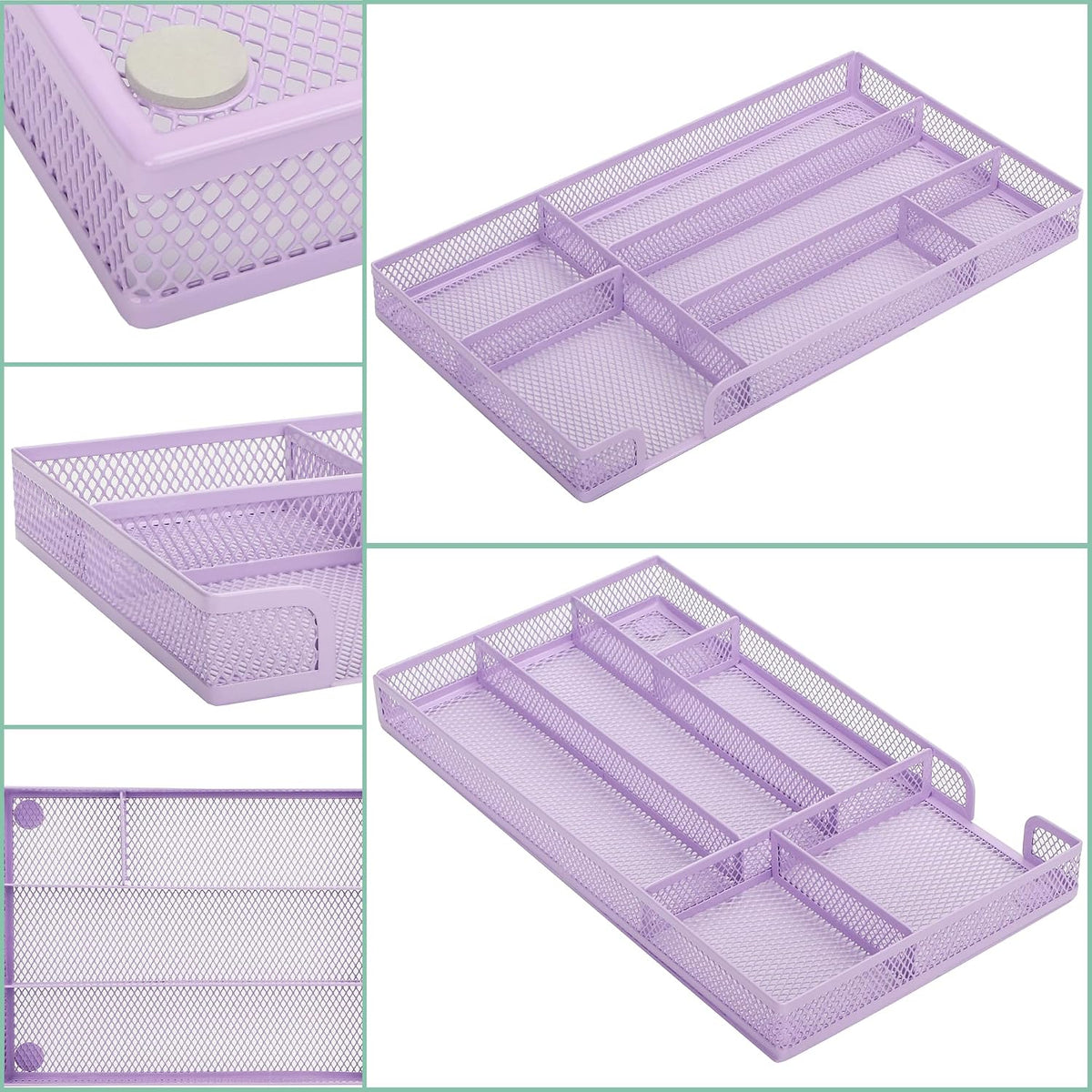 Annova Desk Drawer Organizer Tray for Office Organization - Metal Mesh - Storage Tray with Dividers for Pens, Desktop Accessories, Bathroom, Kitchen, Makeup and Office Supplies (Small, Gold)