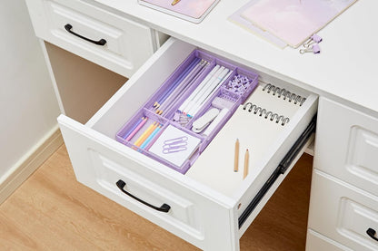 Annova Desk Drawer Organizer Tray for Office Organization - Metal Mesh - Storage Tray with Dividers for Pens, Desktop Accessories, Bathroom, Kitchen, Makeup and Office Supplies (Small, Gold)
