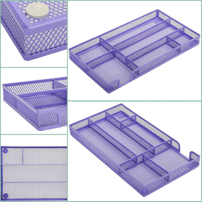 Annova Desk Drawer Organizer Tray for Office Organization - Metal Mesh - Storage Tray with Dividers for Pens, Desktop Accessories, Bathroom, Kitchen, Makeup and Office Supplies (Small, Gold)
