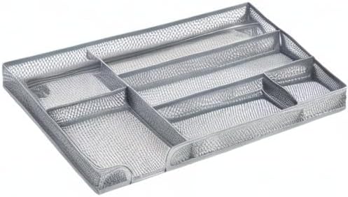 Annova Desk Drawer Organizer Tray for Office Organization - Metal Mesh - Storage Tray with Dividers for Pens, Desktop Accessories, Bathroom, Kitchen, Makeup and Office Supplies (Small, Gold)