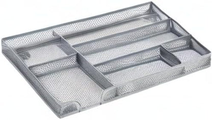 Annova Desk Drawer Organizer Tray for Office Organization - Metal Mesh - Storage Tray with Dividers for Pens, Desktop Accessories, Bathroom, Kitchen, Makeup and Office Supplies (Small, Gold)