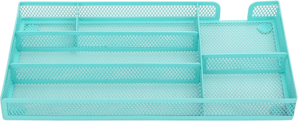 Annova Desk Drawer Organizer Tray for Office Organization - Metal Mesh - Storage Tray with Dividers for Pens, Desktop Accessories, Bathroom, Kitchen, Makeup and Office Supplies (Small, Gold)