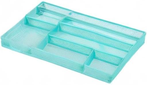 Annova Desk Drawer Organizer Tray for Office Organization - Metal Mesh - Storage Tray with Dividers for Pens, Desktop Accessories, Bathroom, Kitchen, Makeup and Office Supplies (Small, Gold)