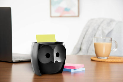Note Dispenser, Black Owl Design, 1 Dispenser, 1 Pad, 45 Sheets