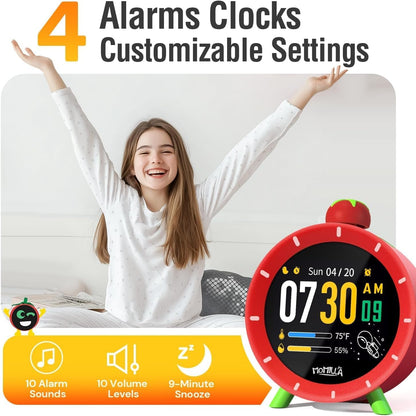 Alarm Clocks for Bedrooms, 2.8" Color Display, 4 Alarms Easy to Set