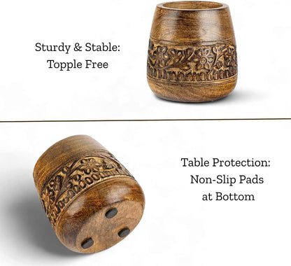 Rustic Pencil Holder, Wooden Pen Stand, Table Desk Organizer
