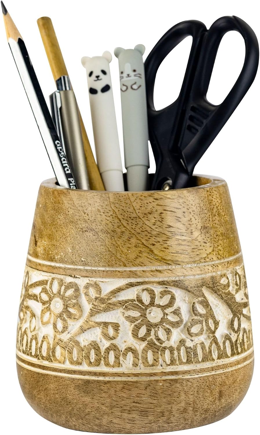 Rustic Pencil Holder, Wooden Pen Stand, Table Desk Organizer