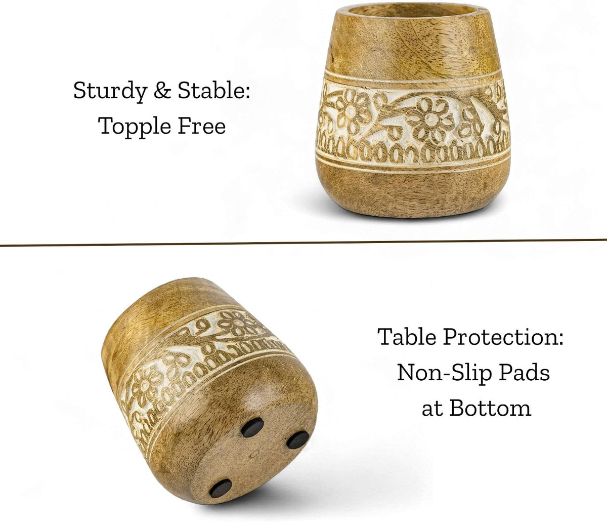 Rustic Pencil Holder, Wooden Pen Stand, Table Desk Organizer