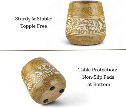 Rustic Pencil Holder, Wooden Pen Stand, Table Desk Organizer