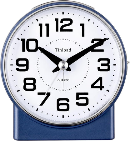 4.3" No Ticking Analog Alarm Clock,Silent Readable for Seniors,Easy to Set,Gradual Rise Alarm,Big Numbers,On/Off Switch on Side,Gentle Wake,Snooze,Lighted on Demand,Battery Operated,Black